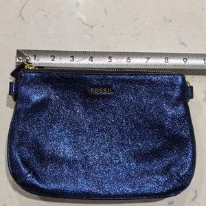Fossil Metallic Blue Clutch